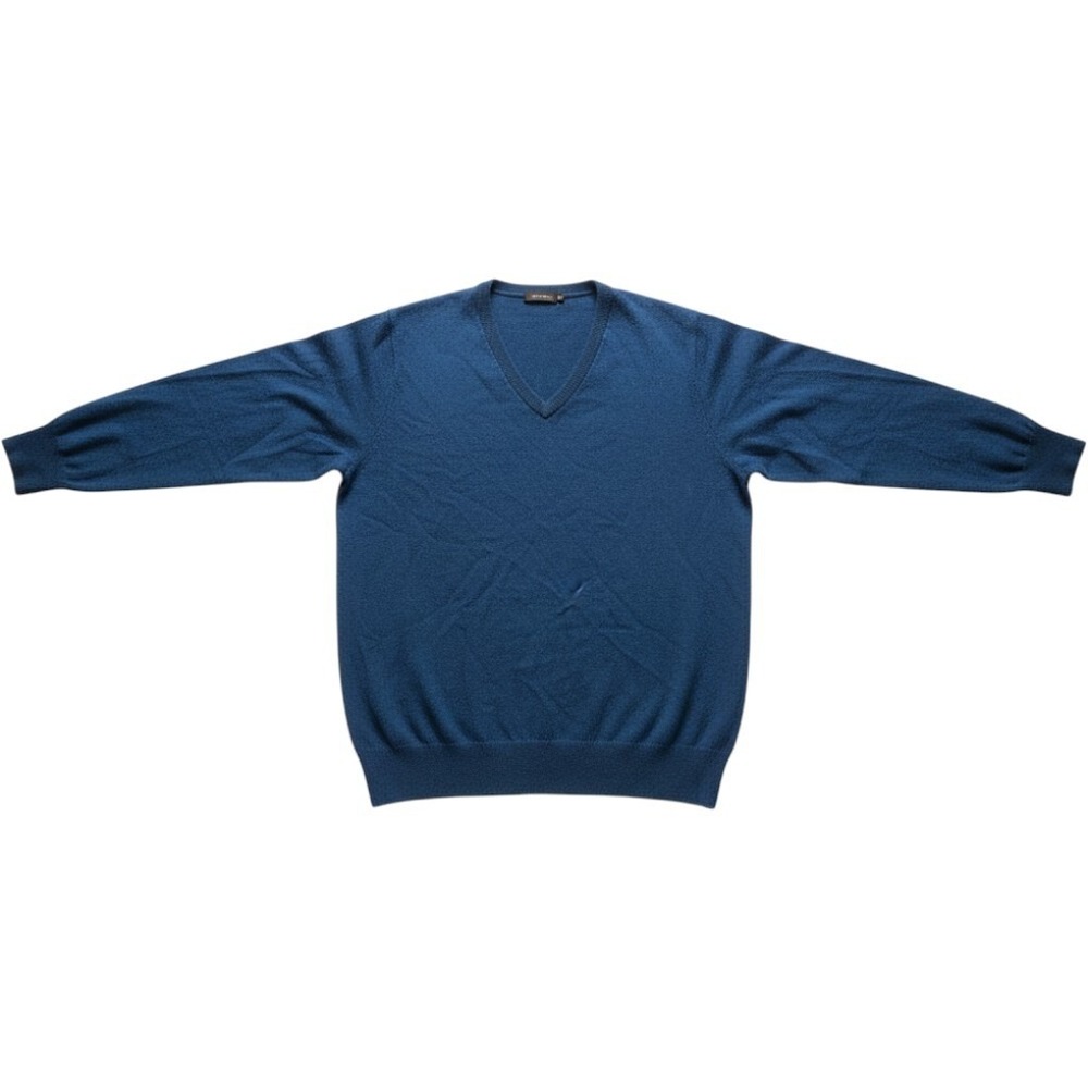 J.Crew V-Neck Sweater Mens M Blue 100% Italian Cashmere Long Sleeve Pullover